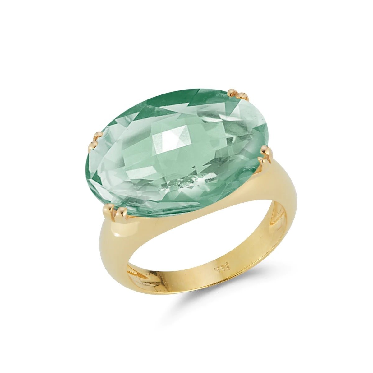 14kt Yellow Gold Green Amethyst Cocktail Ring