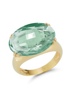 14kt Yellow Gold Green Amethyst Cocktail Ring