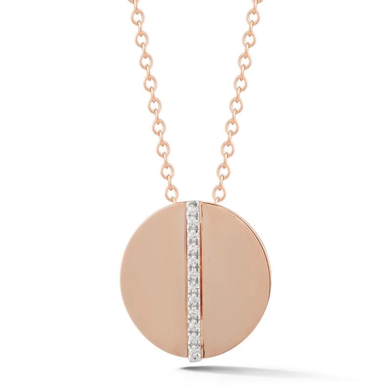 I. Reiss 14kt Yellow Gold Circle Pendant with Diamond Line