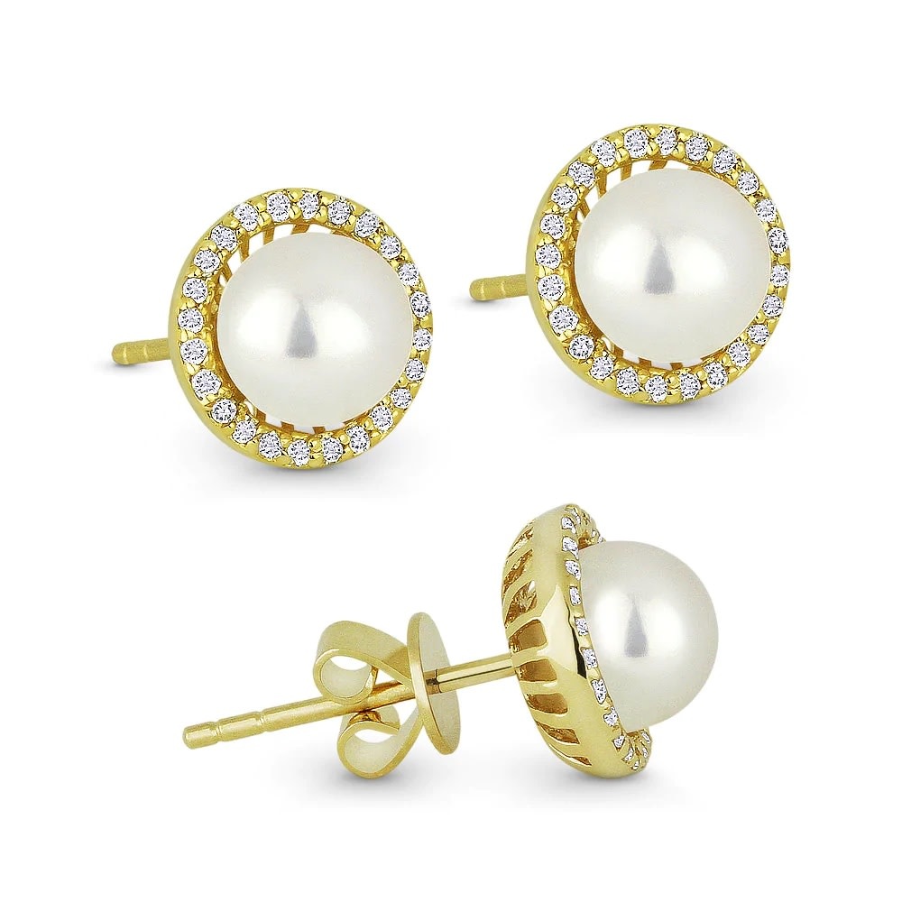 Pearl and diamond drop earrings - Freedman Jewelers