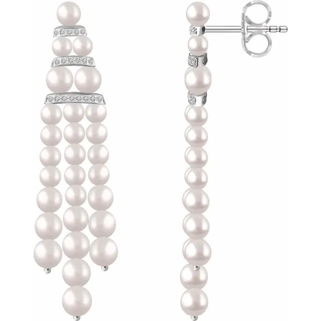 Stuller Pearl & Diamond Chandelier Earrings