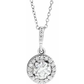 Diamond Halo Pendant Necklace 1/2 carat total