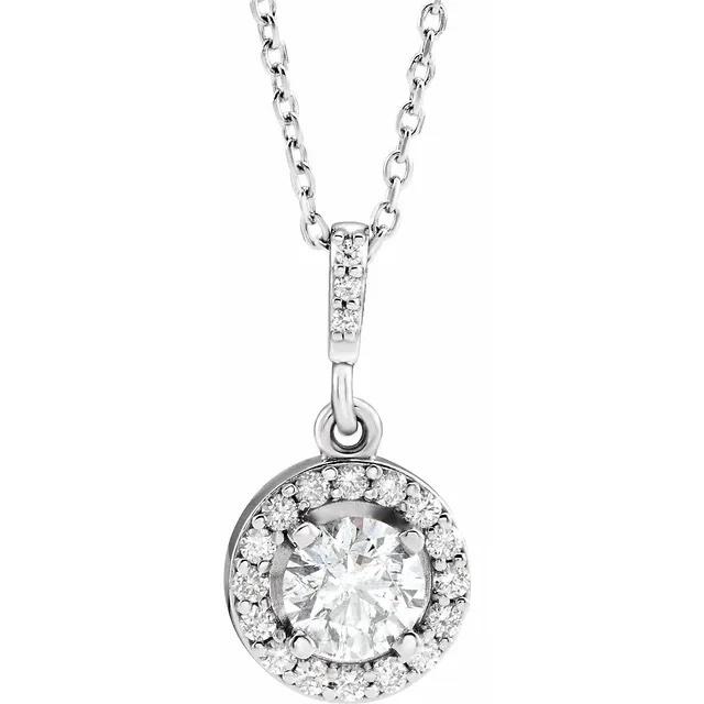 Round Cut Diamond Multi-Stone Double Halo Pendant Necklace With Chain in  Yellow Gold - #MAJESTY-P14-Y - Bijoux Majesty