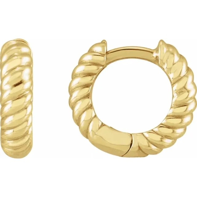 1/2 Inch 14kt Gold Rope Huggie Earrings