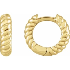 1/2 Inch 14kt Gold Rope Huggie Earrings