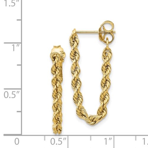 Q Gold 14kt Yellow Gold Hollow Rope Earrings