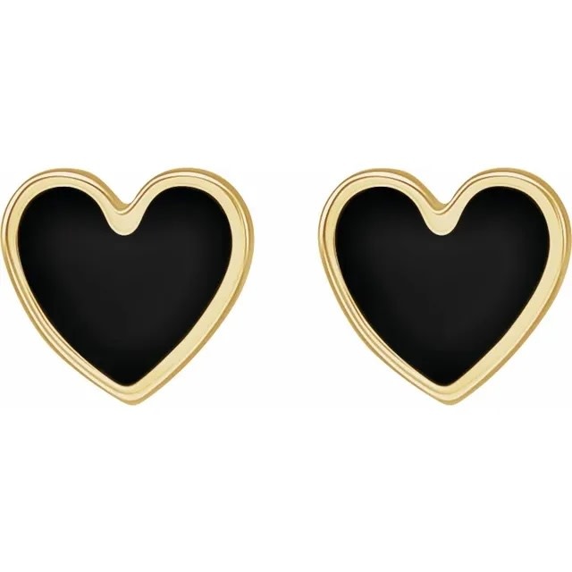 Stuller Black Enamel Gold Earrings