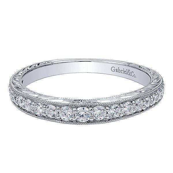 Engraved Diamond Wedding Ring With Milgrain Beading Freedman Jewelers