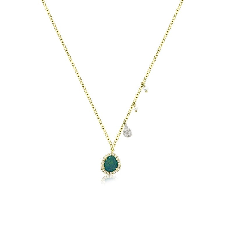 Meira T Yellow Gold Opal Dainty Necklace