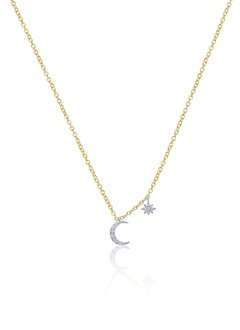 N13968 Diamond Moon & Starburst Necklace