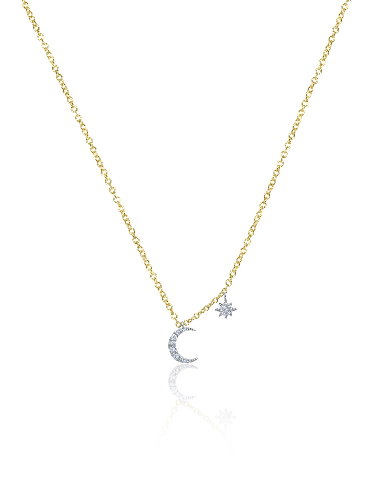 Meira T N13968 Diamond Moon & Star Necklace