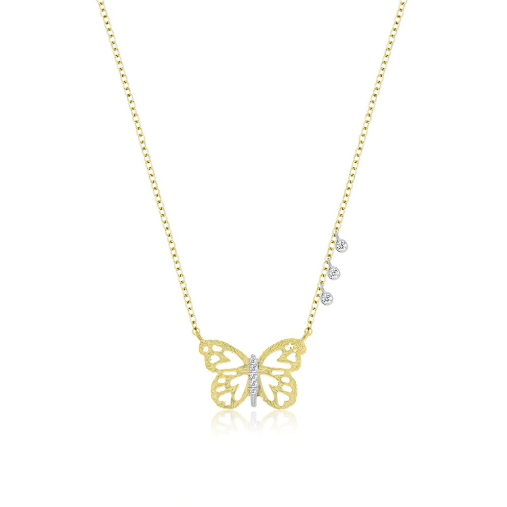 Gold & Diamond Butterfly Necklace