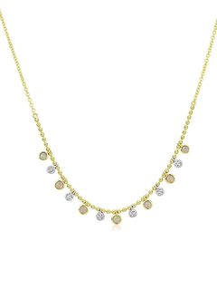 Diamond Bezel and White Opal Necklace