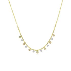 Diamond Bezel and White Opal Necklace