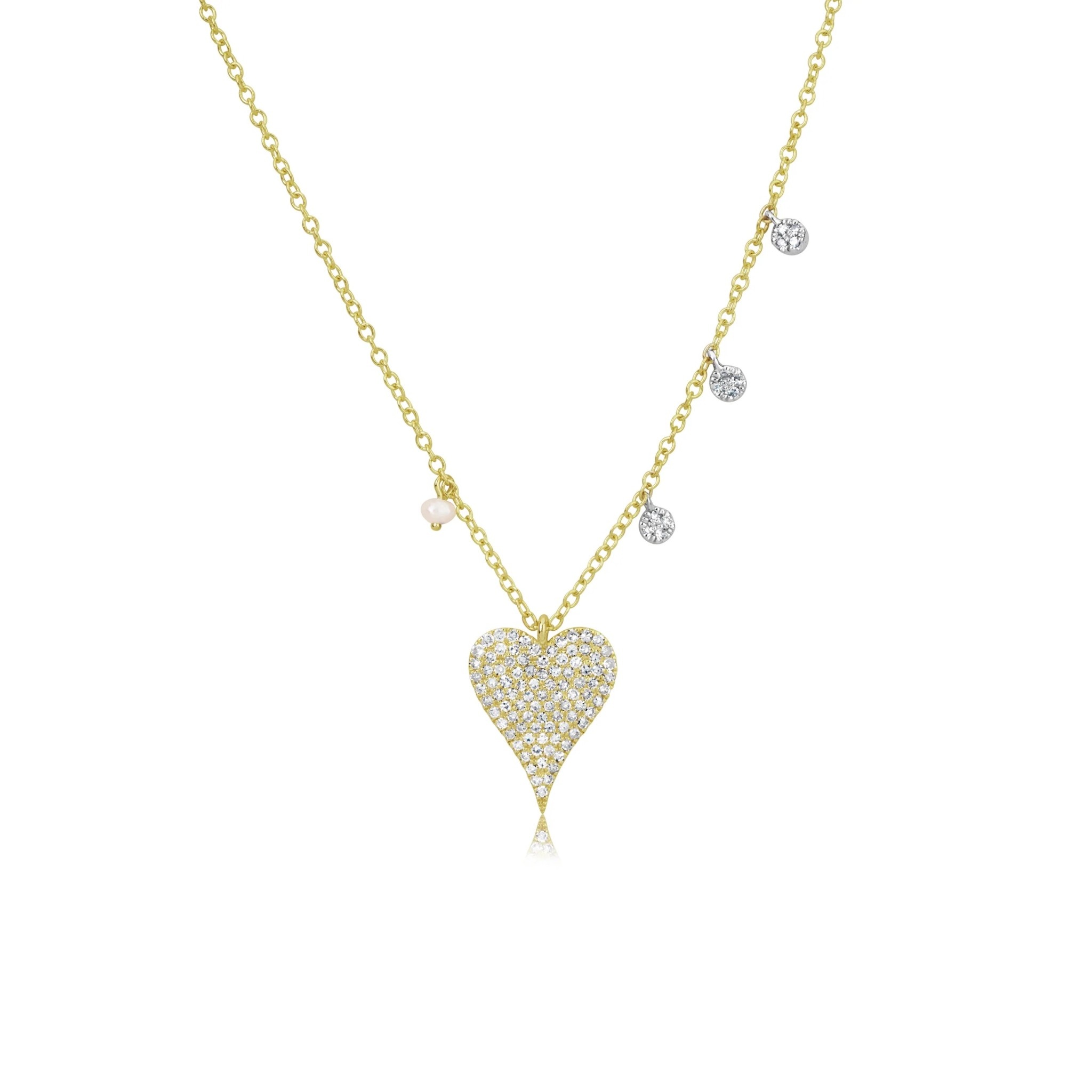 Diamond Heart and Charm Necklace