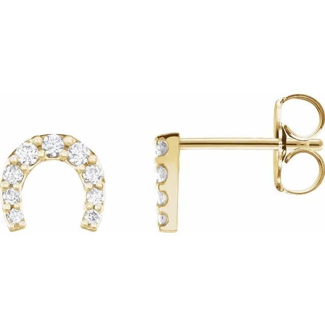 Yellow gold diamond circle stud earrings - Freedman Jewelers