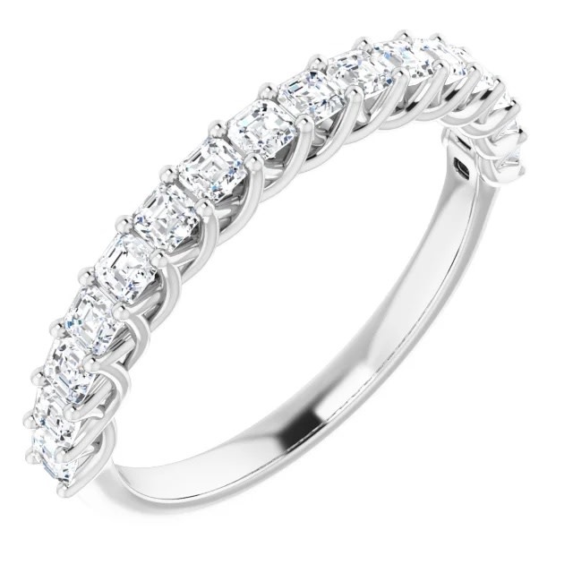 Asscher-Cut Diamond and Platinum Eternity Band - Turgeon Raine