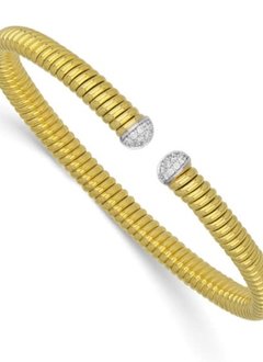 18kt Yellow Gold Diamond Cap Cable Cuff Bangle