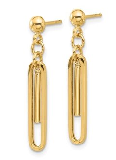 14kt Yellow Gold Paperclip Dangle Earrings