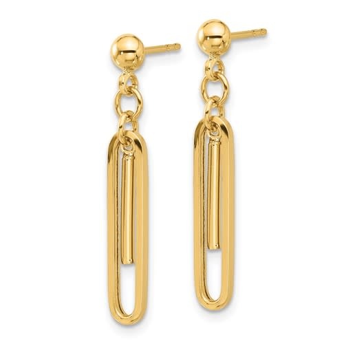 Q Gold 14kt Yellow Gold Paperclip Dangle Earrings