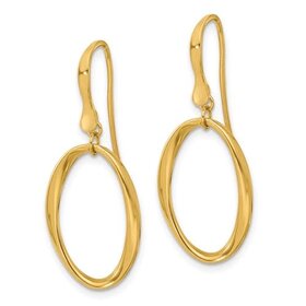 14kt Yellow Gold Oval Shephard Hook Dangle Earrings