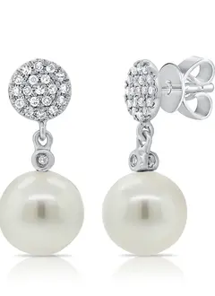 Pearl & Diamond Dangle Stud Earring