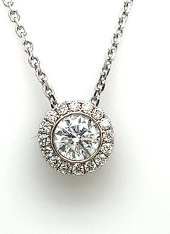 14kt White Gold Diamond Halo Necklace 0.53 Carat Total
