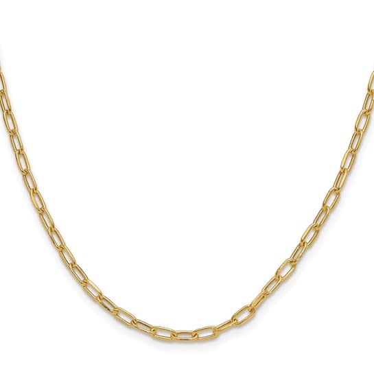 14kt Yellow Gold 3.0mm Semi-Solid Beveled D/C Paperclip Chain