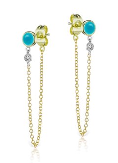 Turquoise & Diamond Chain Earrings
