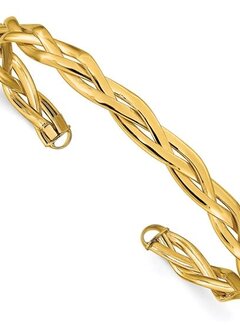 LF1318 14k Polished Braided Cuff Bracelet