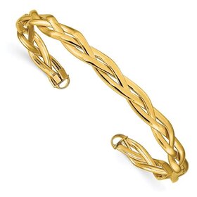 LF1318 14k Polished Braided Cuff Bracelet