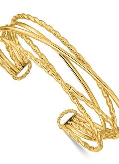 DB681 14kt Yellow Gold Multi Row Cuff Bracelet