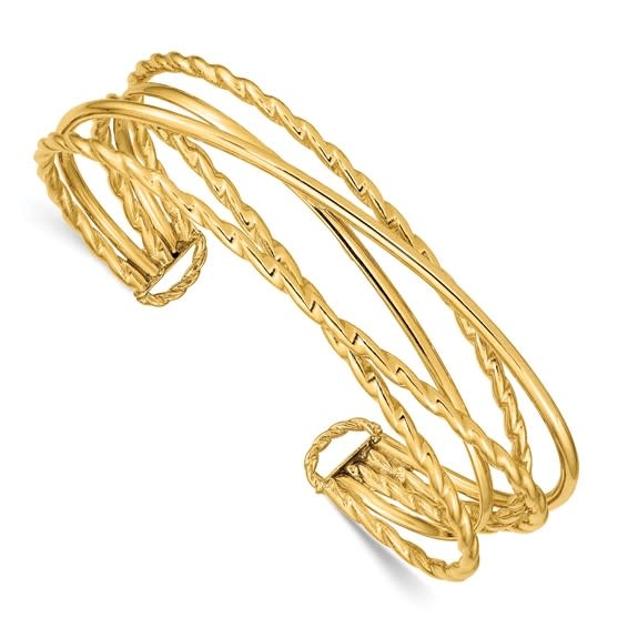 Q Gold DB681 14kt Yellow Gold Multi Row Cuff Bracelet