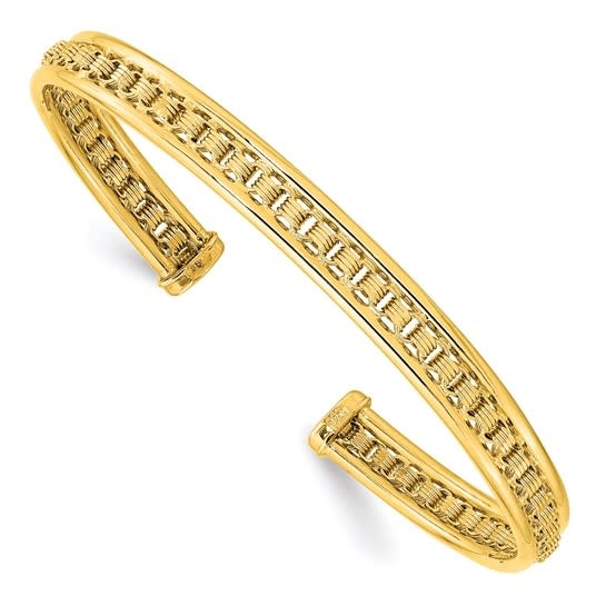 Yellow gold and diamond cuff bracelet - Freedman Jewelers