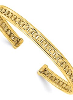 DB724 14kt Yellow Gold Textured Cuff Bracelet