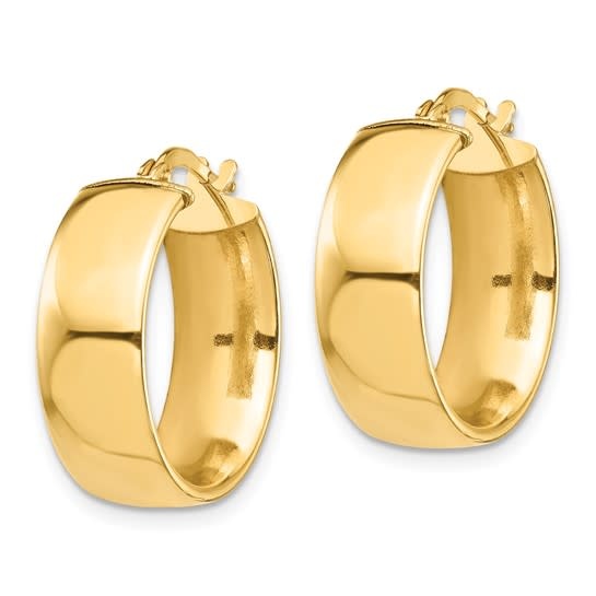Q Gold TF1412  14kt yellow gold 7mm wide hoop earrings