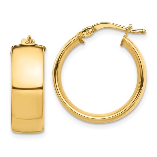 Q Gold TF1412  14kt yellow gold 7mm wide hoop earrings