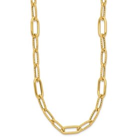 14kt Yellow Gold 18 inch Textured 8.3mm Paperclip Necklace