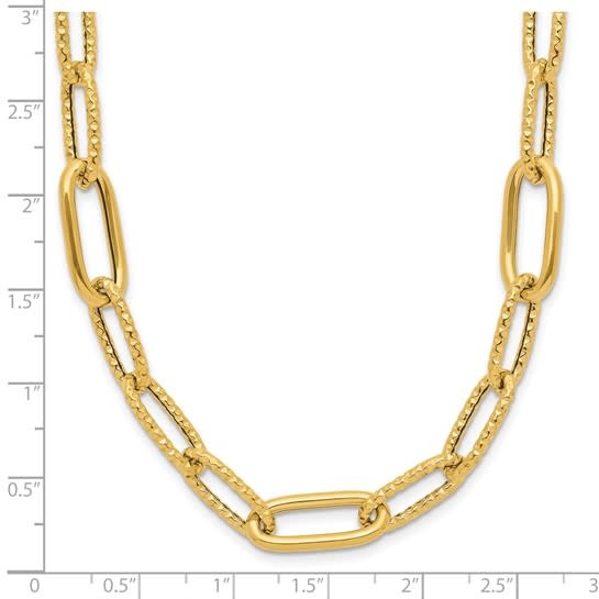 Q Gold 14kt Yellow Gold 18 inch Textured 8.3mm Paperclip Necklace