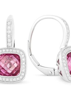 E1064 Lab Grown Pink Sapphire & Diamond Drop Earrings