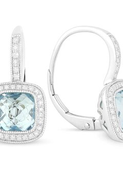 E1064 Blue Topaz & Diamond Drop Earrings