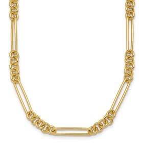 18 Inch 14kt Yellow Gold Alternating Paperclip Link and Round Link Chain