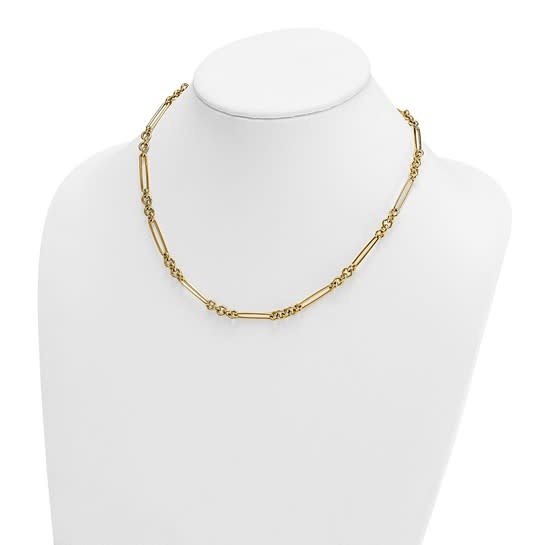 Herco 18 Inch 14kt Yellow Gold Alternating Paperclip Link and Round Link Chain