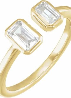 14K Yellow 1  Carat Total Lab-Grown Emerald Cut Diamond Two-Stone Ring