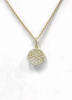 N9993 14kt yellow gold diamond circle drop necklace