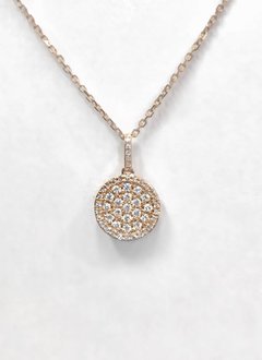N9993 14kt rose gold diamond circle drop necklace