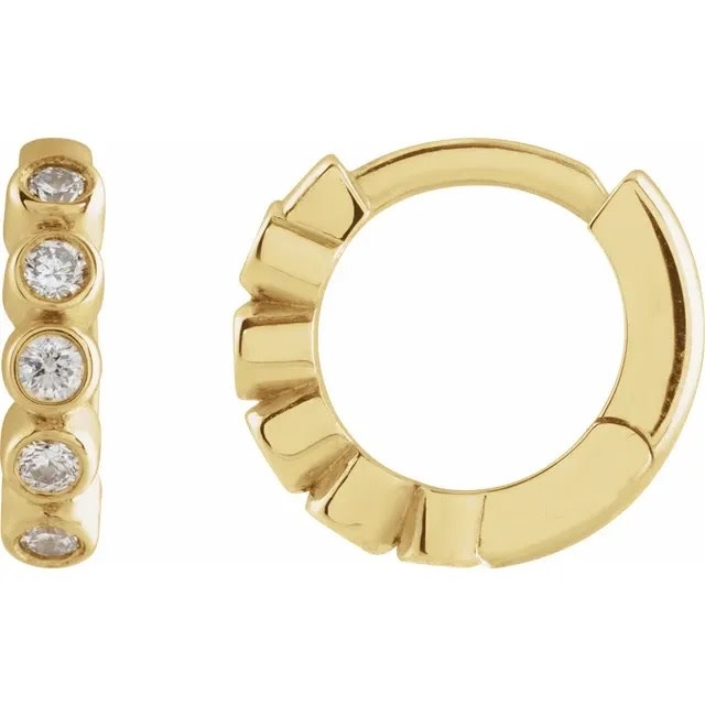 Stuller 10.25mm Bezel Set 14kt Yellow Gold  Diamond Hoop Earrings
