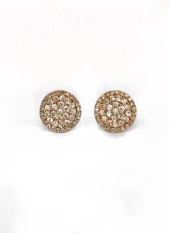 E9866 rose gold pave diamond circle cluster earrings