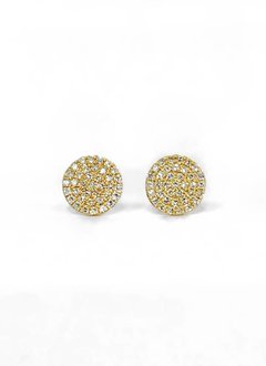 E11043 yellow gold diamond circle cluster earrings