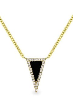 N1170 yellow gold black onyx & diamond necklace